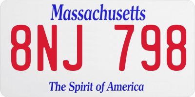 MA license plate 8NJ798
