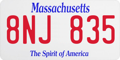 MA license plate 8NJ835