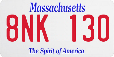 MA license plate 8NK130