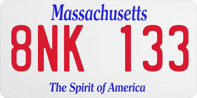 MA license plate 8NK133