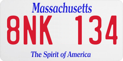 MA license plate 8NK134