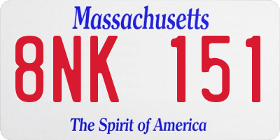 MA license plate 8NK151