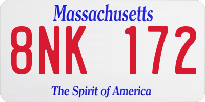 MA license plate 8NK172