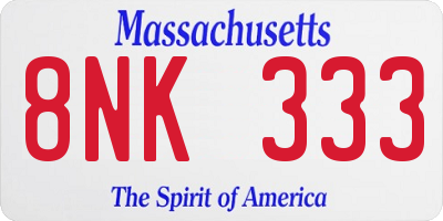MA license plate 8NK333
