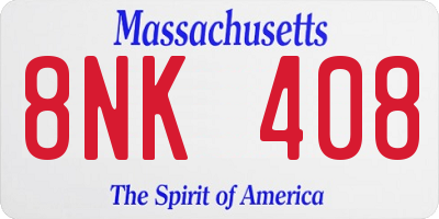 MA license plate 8NK408