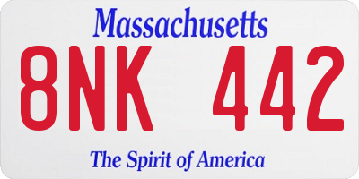 MA license plate 8NK442