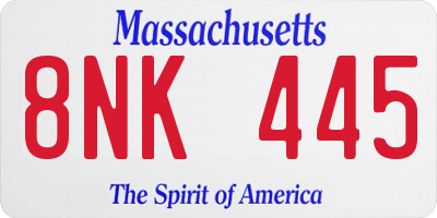 MA license plate 8NK445