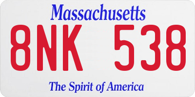 MA license plate 8NK538