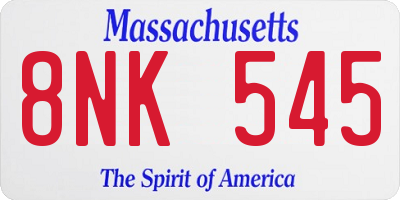 MA license plate 8NK545