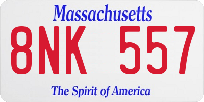 MA license plate 8NK557