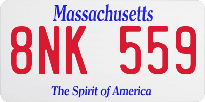 MA license plate 8NK559