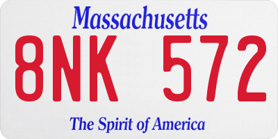 MA license plate 8NK572
