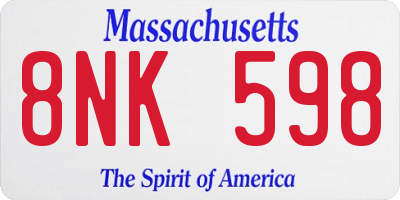 MA license plate 8NK598