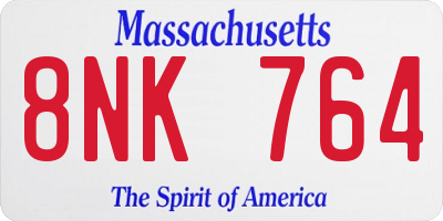 MA license plate 8NK764
