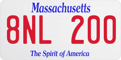 MA license plate 8NL200
