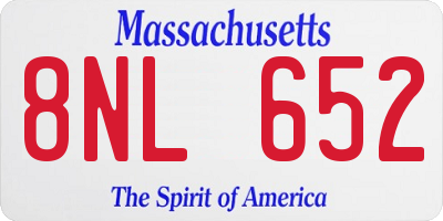 MA license plate 8NL652