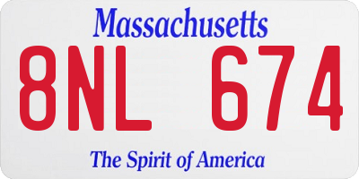 MA license plate 8NL674