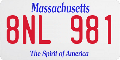 MA license plate 8NL981