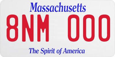 MA license plate 8NM000