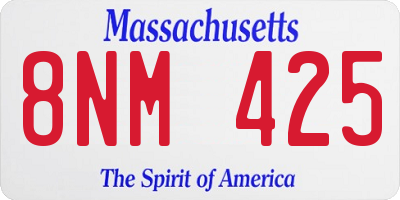 MA license plate 8NM425