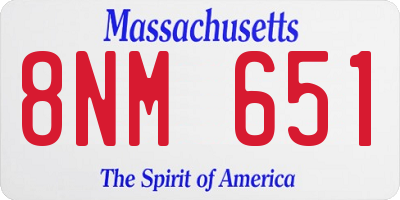 MA license plate 8NM651