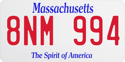 MA license plate 8NM994
