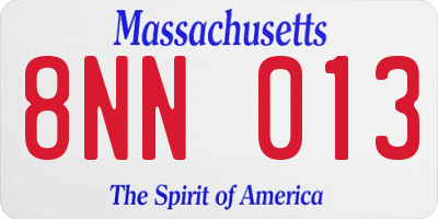 MA license plate 8NN013