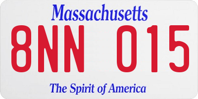 MA license plate 8NN015