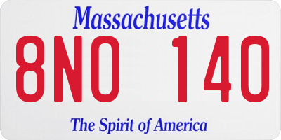 MA license plate 8NO140