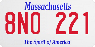 MA license plate 8NO221