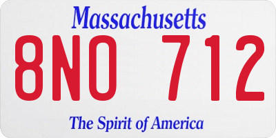MA license plate 8NO712