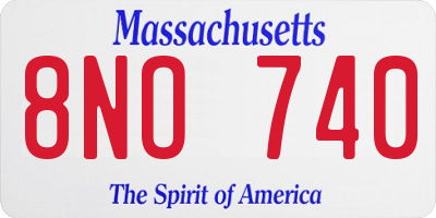 MA license plate 8NO740