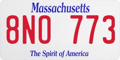 MA license plate 8NO773