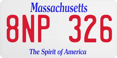 MA license plate 8NP326