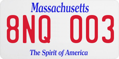 MA license plate 8NQ003