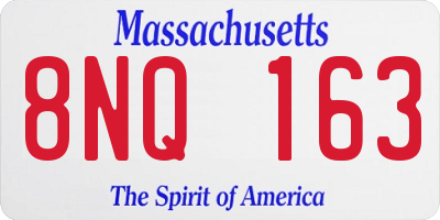 MA license plate 8NQ163