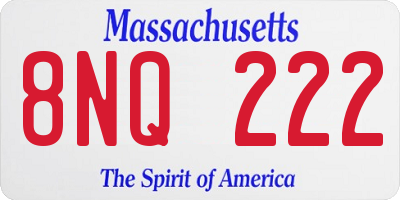 MA license plate 8NQ222