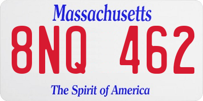 MA license plate 8NQ462