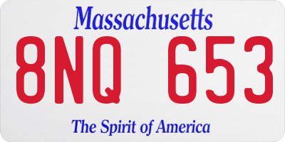 MA license plate 8NQ653