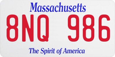 MA license plate 8NQ986