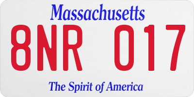 MA license plate 8NR017