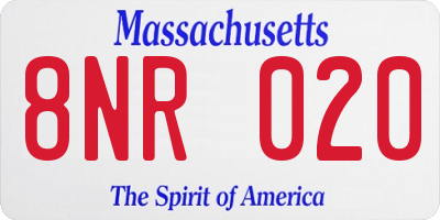 MA license plate 8NR020