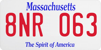 MA license plate 8NR063