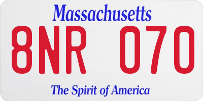 MA license plate 8NR070