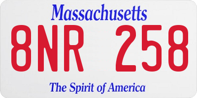 MA license plate 8NR258