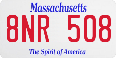 MA license plate 8NR508