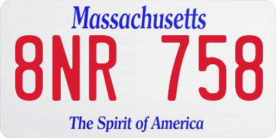 MA license plate 8NR758