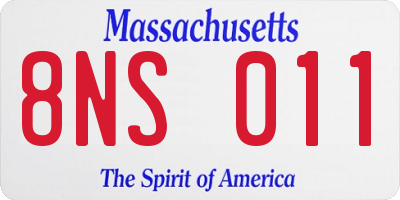 MA license plate 8NS011