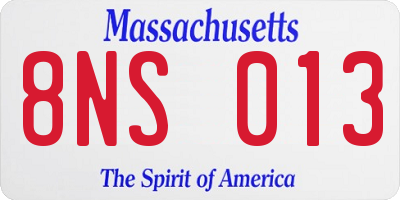 MA license plate 8NS013