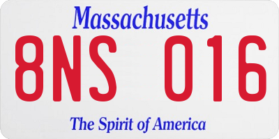 MA license plate 8NS016